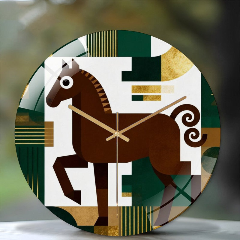 Horloge murale 12 po ronde en verre trempé avec mouvement à quartz silencieux, Vert forêt