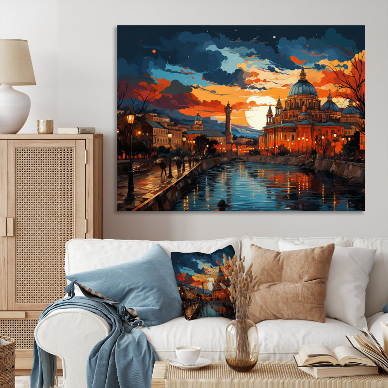 Popart Rome Cityscape, reproduction d'art sur toile, Cadre flottant doré, H 12 po x l 20 po x P 1 po