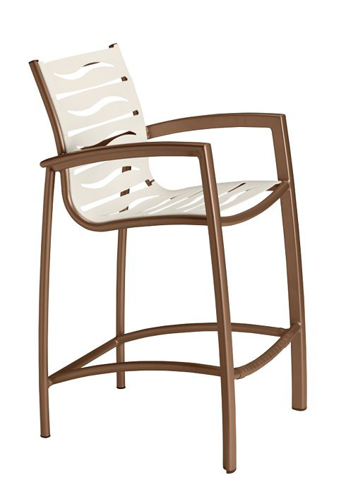 South Beach Outdoor Bar Stool, Shell, Parchment Vinyl