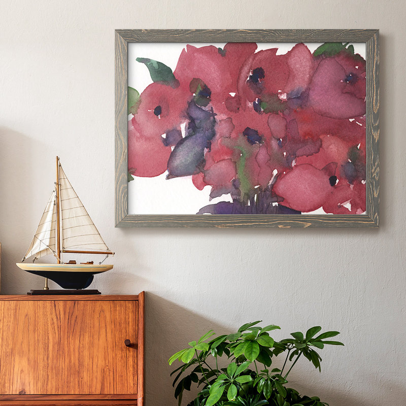 Floral I, impression sur toile encadrée, Encadré gris, H 26 po x l 38 po x P 1,5 po