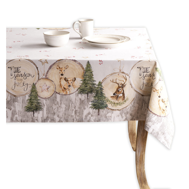 Floral 100% Cotton Square Christmas Tablecloth, Rectangle 90" x 60", Floral 2