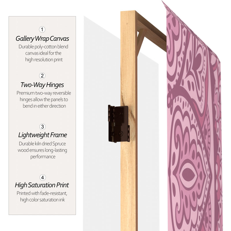 47.25'' 3 - Panel Folding Room Divider, Pink