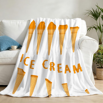 Cream Ultra Soft Flannel Fleece Throw Blanket,for Natural Pumpkin Ice Single-Sided Print