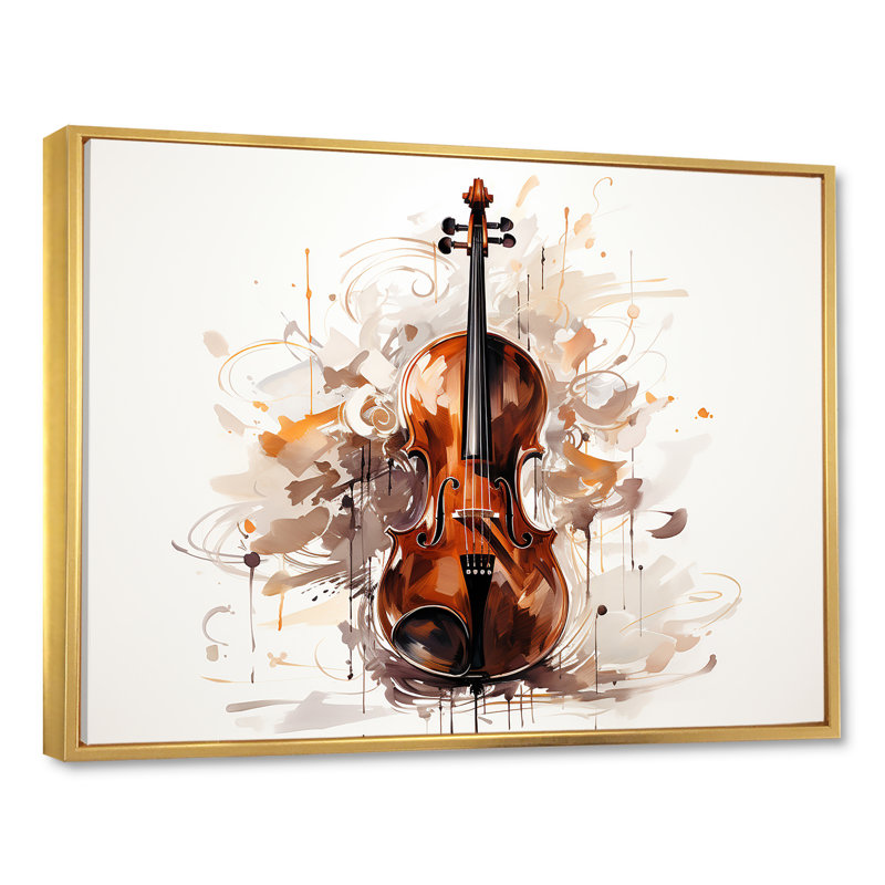 Cello Contour Rich Brown - Décoration murale musique, Cadre flottant doré, H 12 po x l 20 po