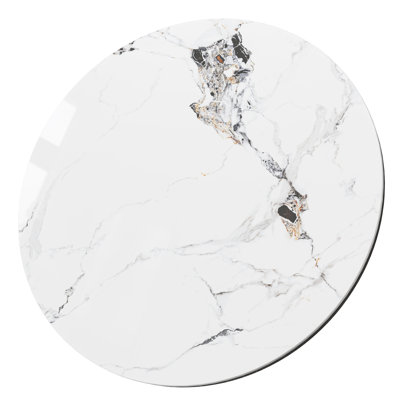 Plateau de table rond en pierre frittée blanche, diamètre 150 cm (59,05 pouces).