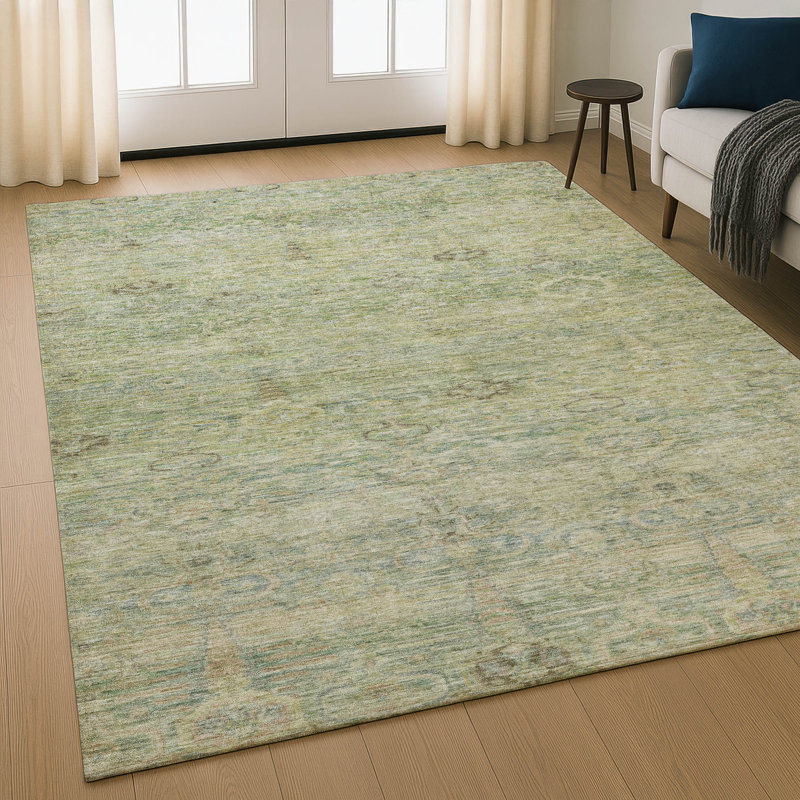 Premium Machine Washable Mayfield AMF2090 Global Rug, 8' x 10', Green