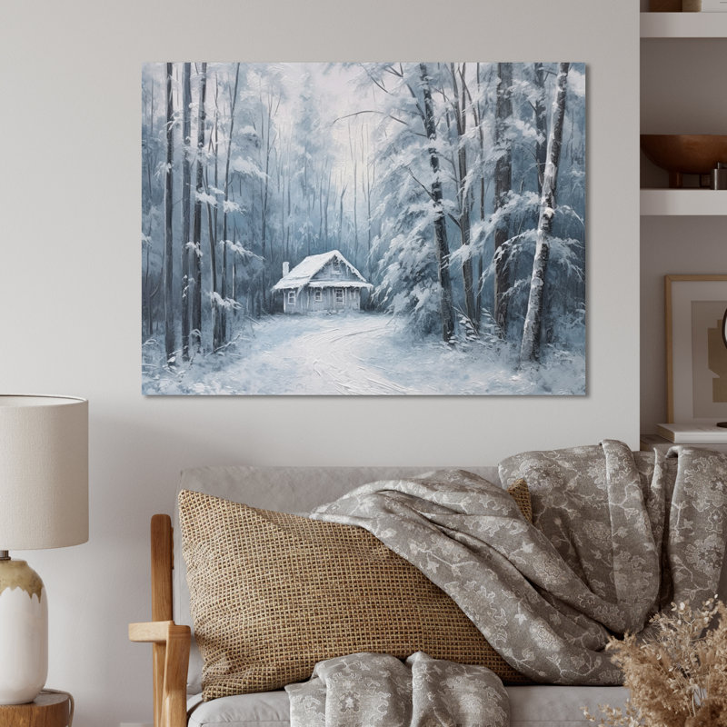 Cozy Snow Cabin I - impression sans cadre sur métal, H 16 po x l 32 po x P 1 po