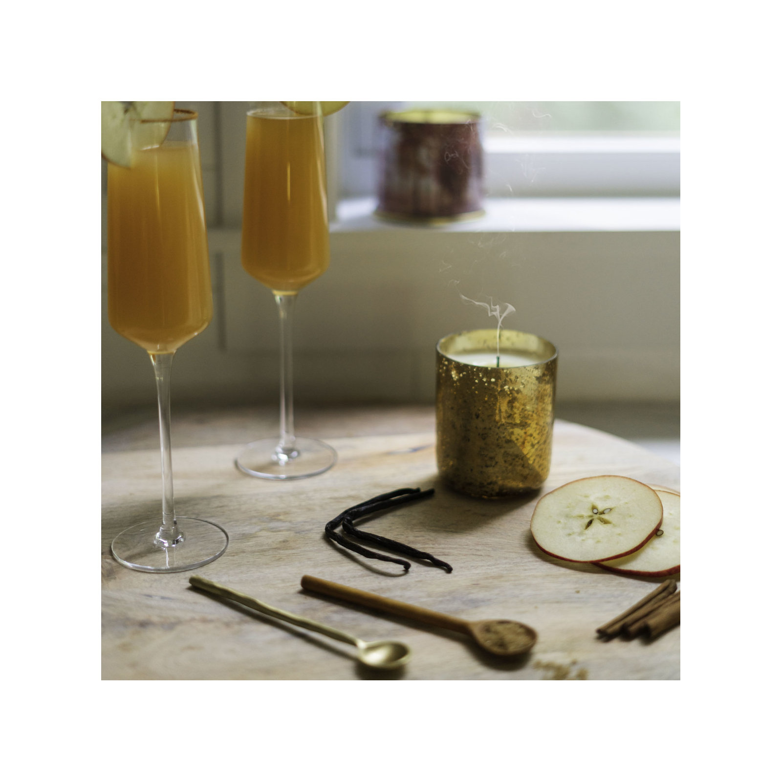 Noble Autumn Cassia Clove Candle, Small Luxe Sanded Mercury Glass
