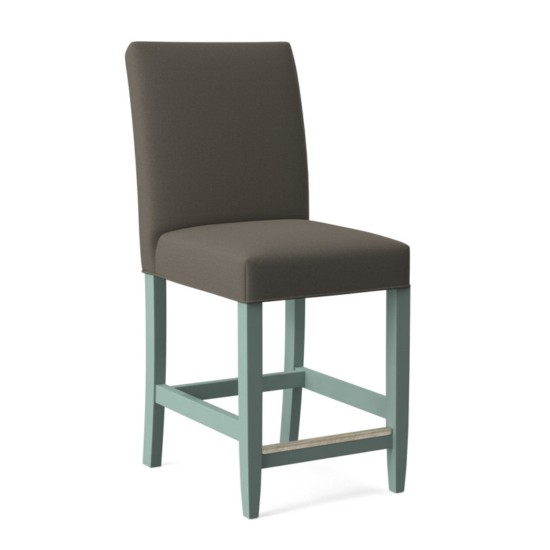 Manhattan Upholstered Stool with Solid Wood Frame, Gray Sugar Performance; 0863-84, Navy Finish