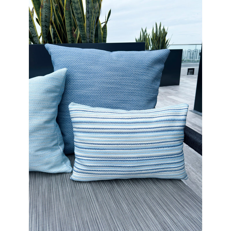 Bay Indoor/Outdoor Pillow Cover & Insert, 20"H x 20"W, Deep Sea Blue, Square