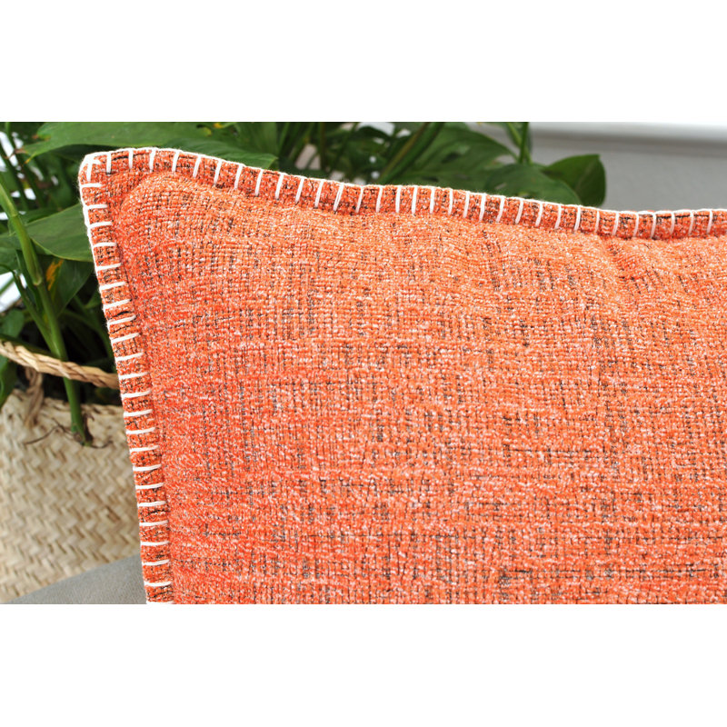 Housses de coussin en chenille douce avec bord cousu, 18 po x 18 po, Orange, Avec inserts en polyfill