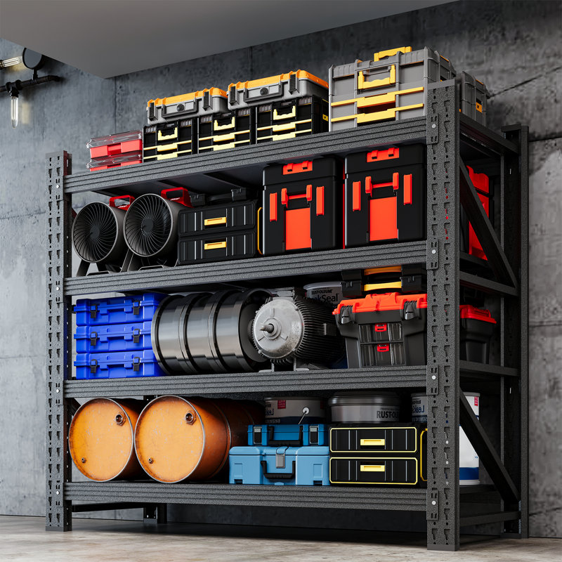 Tablettes en acier robustes 40,0 po à 4 niveaux - Support de rangement réglable pour le garage, l'entrepôt, le garde-manger et les outils