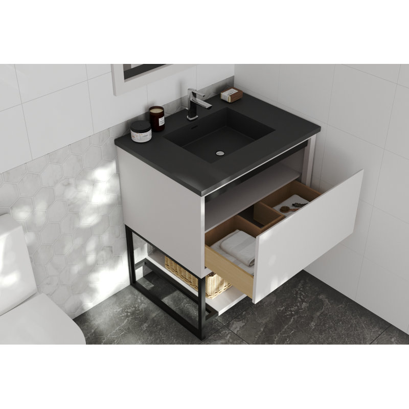Ensemble de meuble-lavabo simple 30 po Riey, Marbre de Carrare blanc, Blanc
