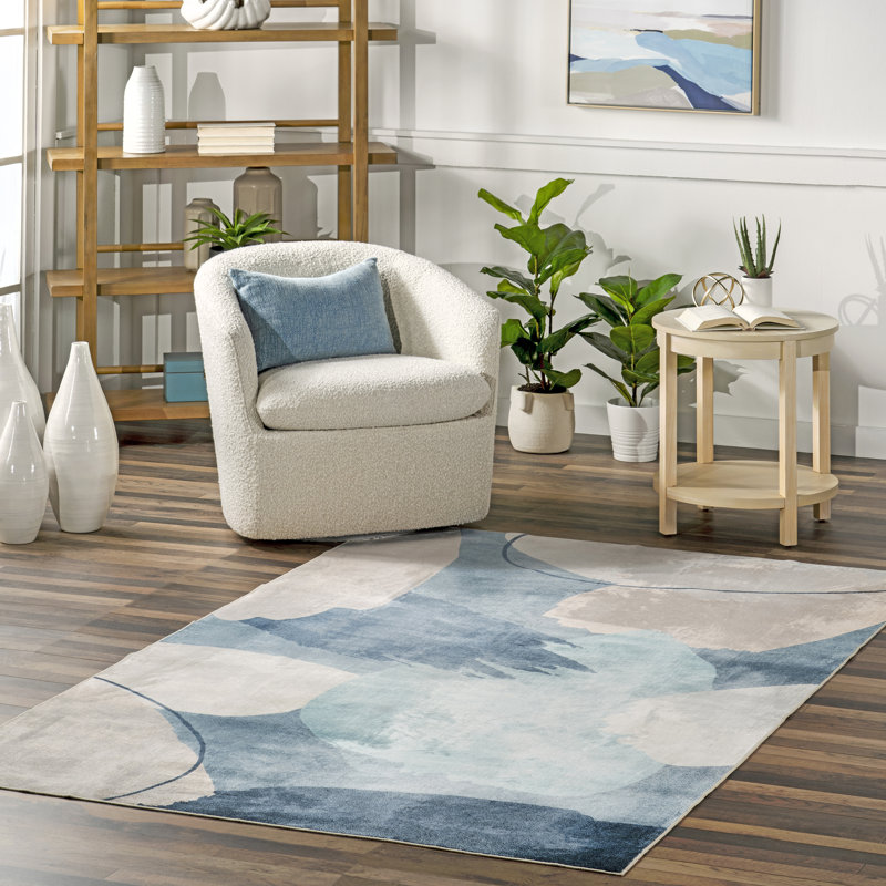 Tapis abstrait lavable à la machine Sheree SpinClean, Rectangle 3 pi x 5 pi