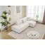 Canapé d'angle capitonné en L avec coussins décoratifs d'inspiration scandinave, canapé de salon