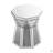 Drum Style Coffee Table With Mirror Crystal Inlay, Polygonal Silver Decorative Table