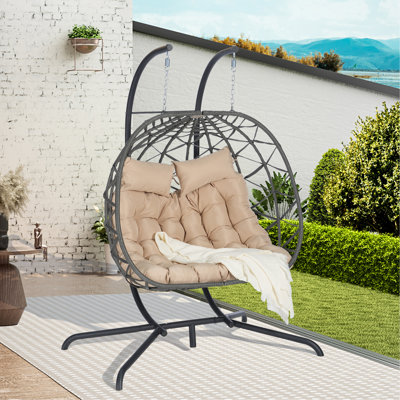 Double chaise à œufs avec support suspendu pour l'intérieur et l'extérieur