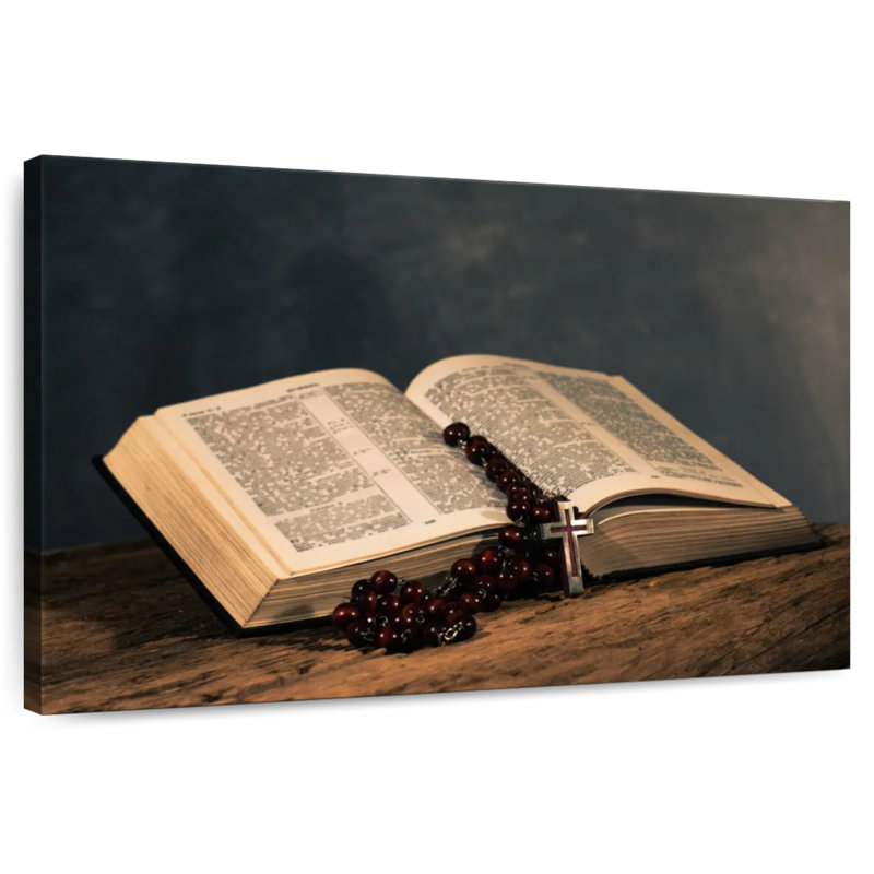 Adella Rosary On Bible, 34" H x 51" W
