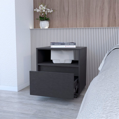 Nightstand, Top Open Shelf, 1 Drawer