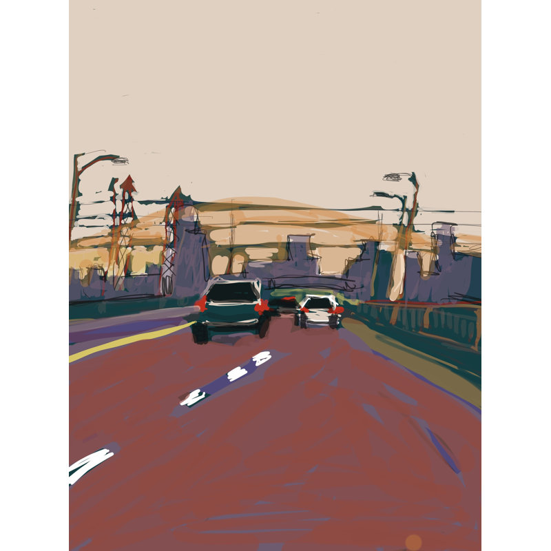 «Downtown Skyline» par Deborah Blum, H 33 po x l 25 po, Toile avec cadre noir