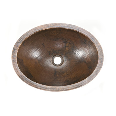 Lavabo de salle de bain ovale 17 "en cuivre martelé sous le comptoir