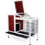 Cage à animaux spacieuse en bois rouge - facile à entretenir, avec plusieurs entrées et moustiquaire en lapin pour petits animaux 37,5 x 21,5 x 34 pouces, rouge, assemblage propre-1100556003-1100556013