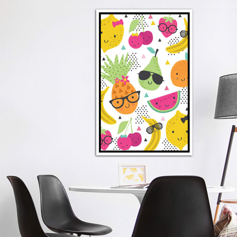 «Sunshine Siesta» par Lisa White boutons - impression d'art graphique, H 60 po x l 40po x P 1,5 po, Toile blanche encadrée