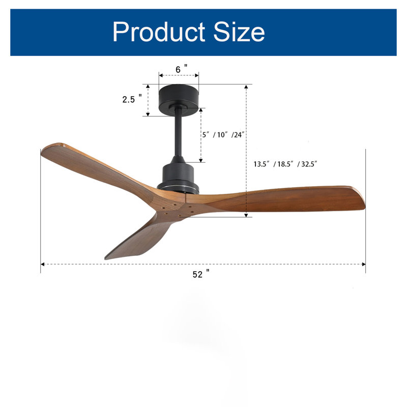 Ventilateur de plafond 52 pouces d'extérieur avec moteur réversible