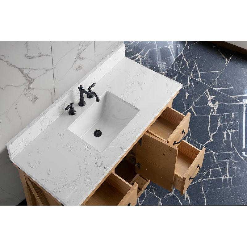 Ensemble de meuble-lavabo simple autoportant avec plateau en céramique 48 po Barron