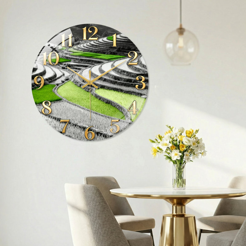 Horloge murale en verre, 60 x 60 cm (23,6 x 23,6 pouces)
