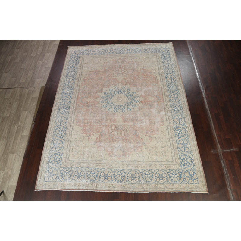 Tapis unique en laine noué à la main 9 pi 7 po x 12 pi 7 po Nanne