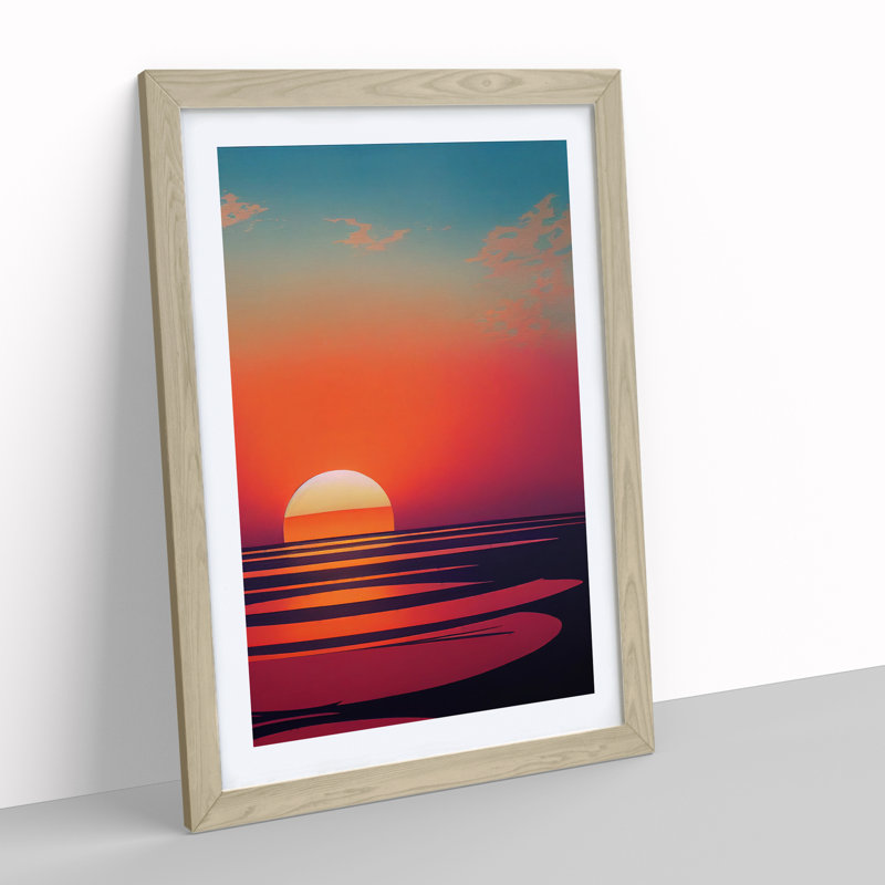 Unforgettable Sunset View - Wall Art, 36cm H x 27cm W, Oak Picture Frame, White