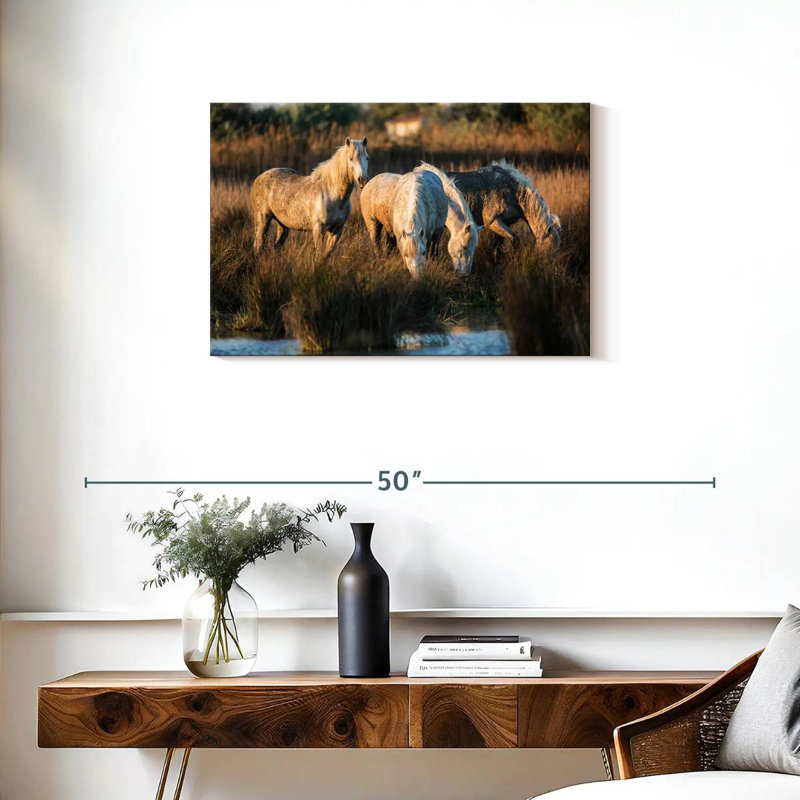 Ronce les chevaux blancs de Camargue VII, H 20 po x l 30 po
