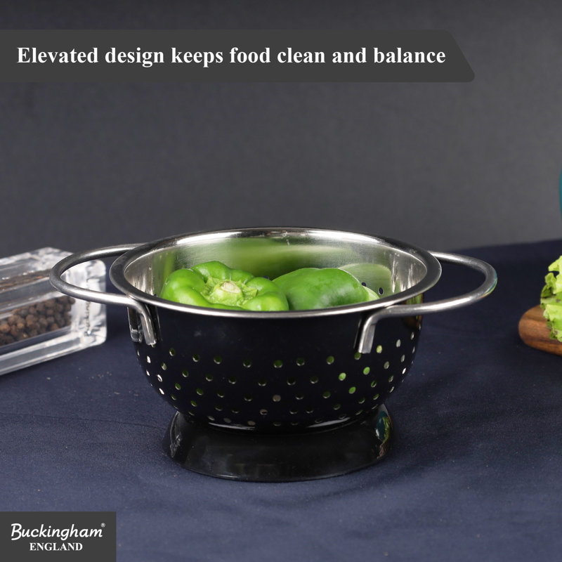 Buckingham Stainless Steel Colander, Black