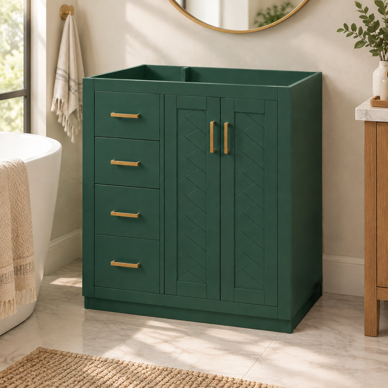 Meuble-lavabo autoportant de 74,8 cm (29,46 po) avec 3 tiroirs et portes à fermeture douce