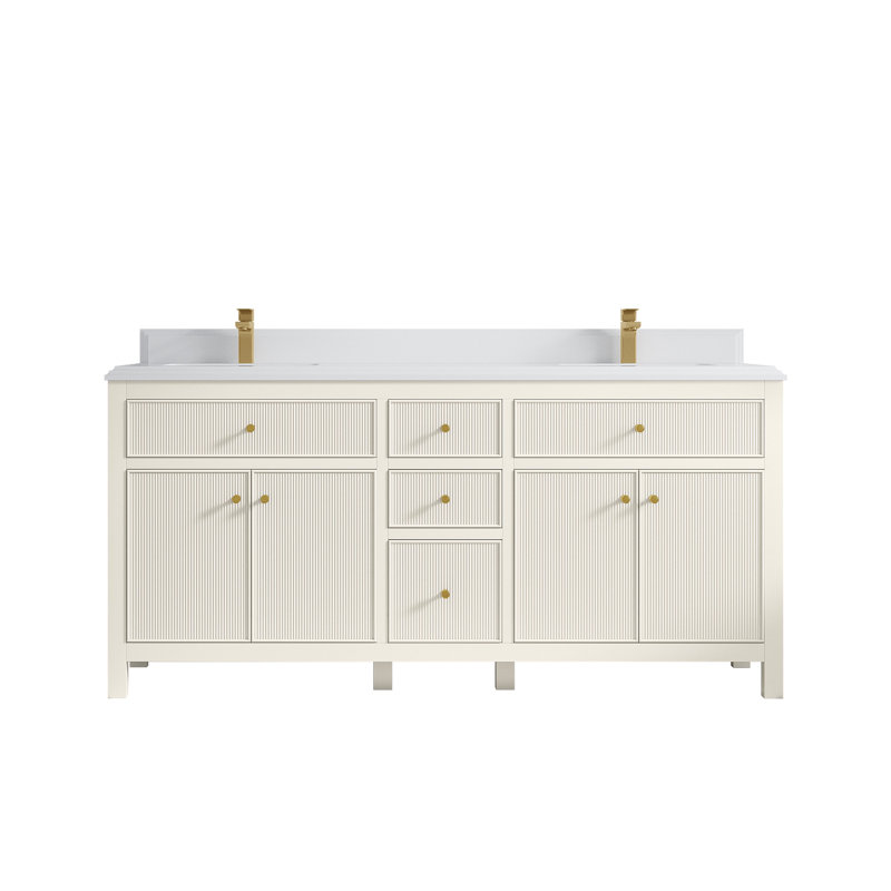 Meuble-lavabo double 72 po avec plateau Sonoma, Blanc