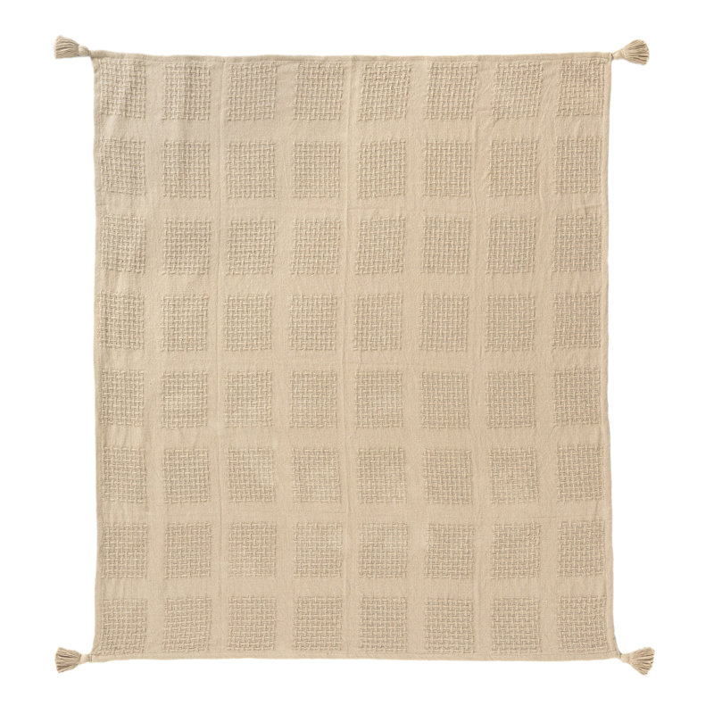  Jeté en coton Waffle Weave, Tan