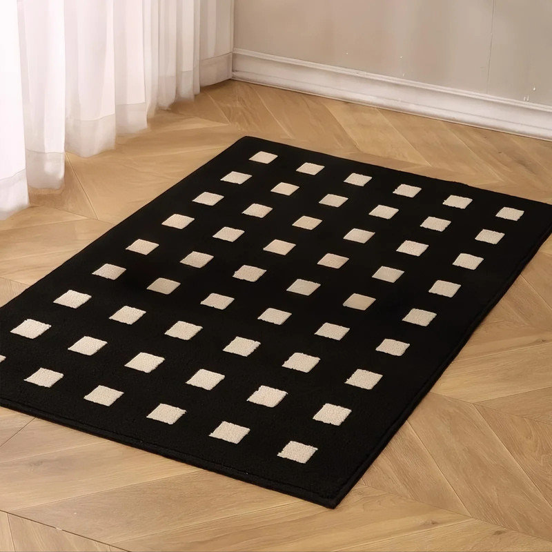 Dotgrid Absorbent Machine Washable Rug, Multi-Purpose Dirt Trapper,Pet-Friendly,Black, Rectangle 5'11" x 3'11"