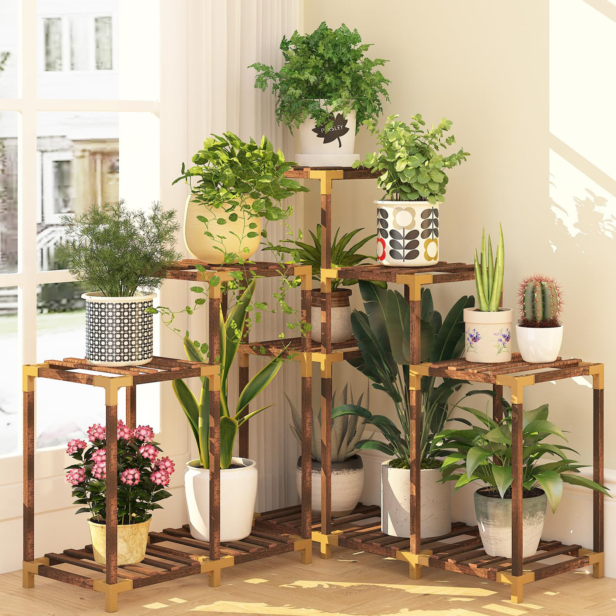 Arlmont & Co. Corner Plant Stand Indoor for Multiple Plants - Wayfair ...