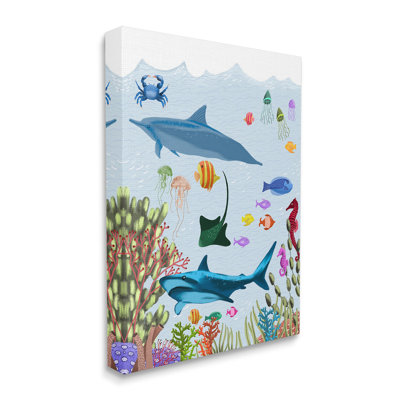 "Sharks & Fish Underwater" par Regina Moore sur toile