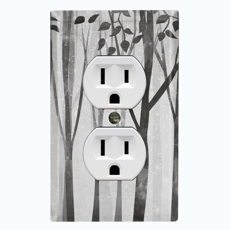 Gray Forest Trees 1 - Gang Duplex Outlet Standard Wall Plate