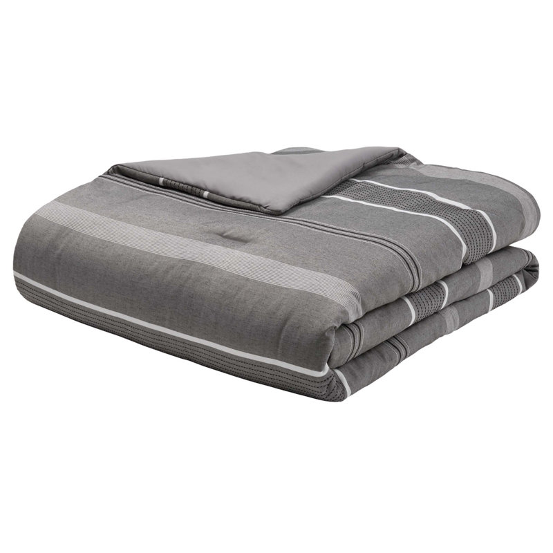 Reardon Collection Gray/White 3 Piece Comforter Set, Queen Comforter + 2 Standard Shams