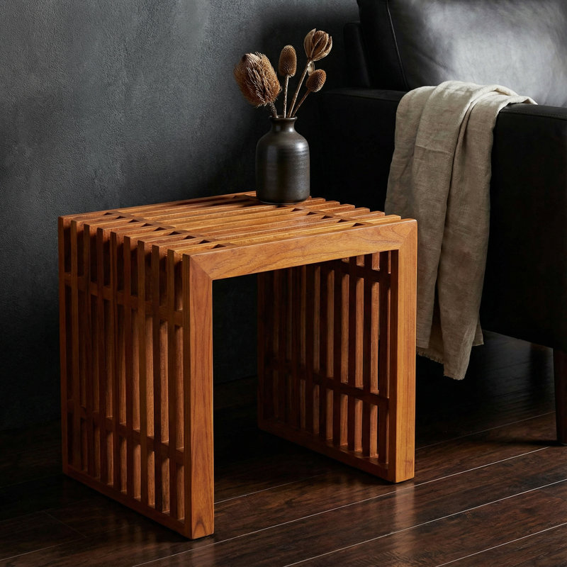 Oneridge Rectangular Teak Outdoor Side Table , 19.25'' in. W 14.75'' in. D