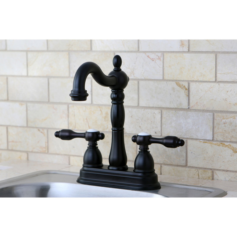 Kingston Brass Tudor Two-Handle 2-Hole Deck Mount Bar Faucet, Oil Rubbed Bronze