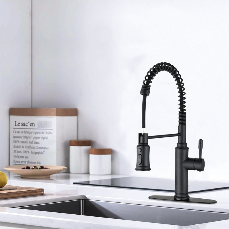 Touch Kitchen Faucet With Pull Down - Stainless Steel Matte Black, 360 Rotating Nozzle For Sink Cleaning, And Rust Design, Simple Water Temperature Flow Control Single Handle Black Pull-Down ,