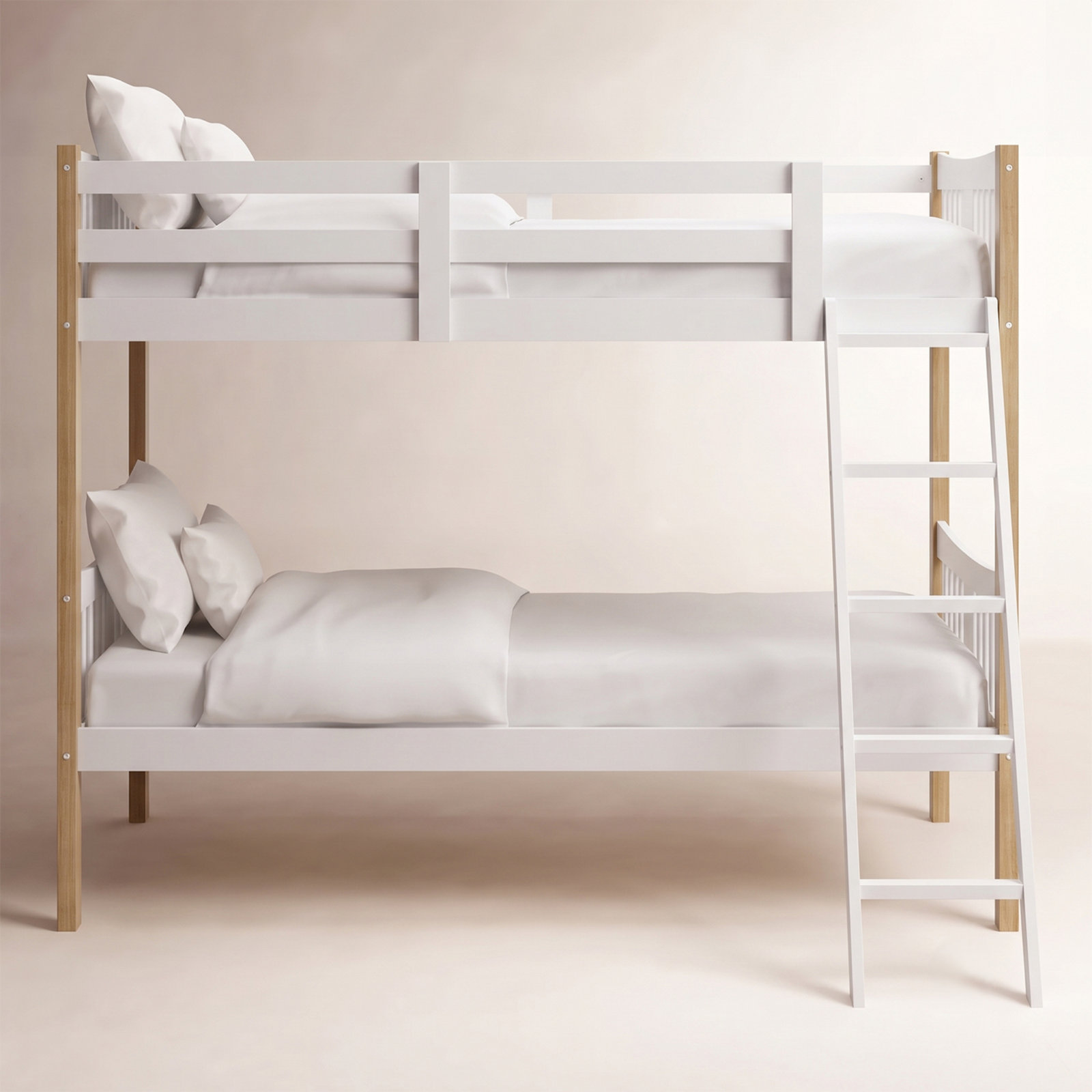 Caribou Storkcraft Solid Hardwood Twin-over-Twin Bunk Bed, White/Natural