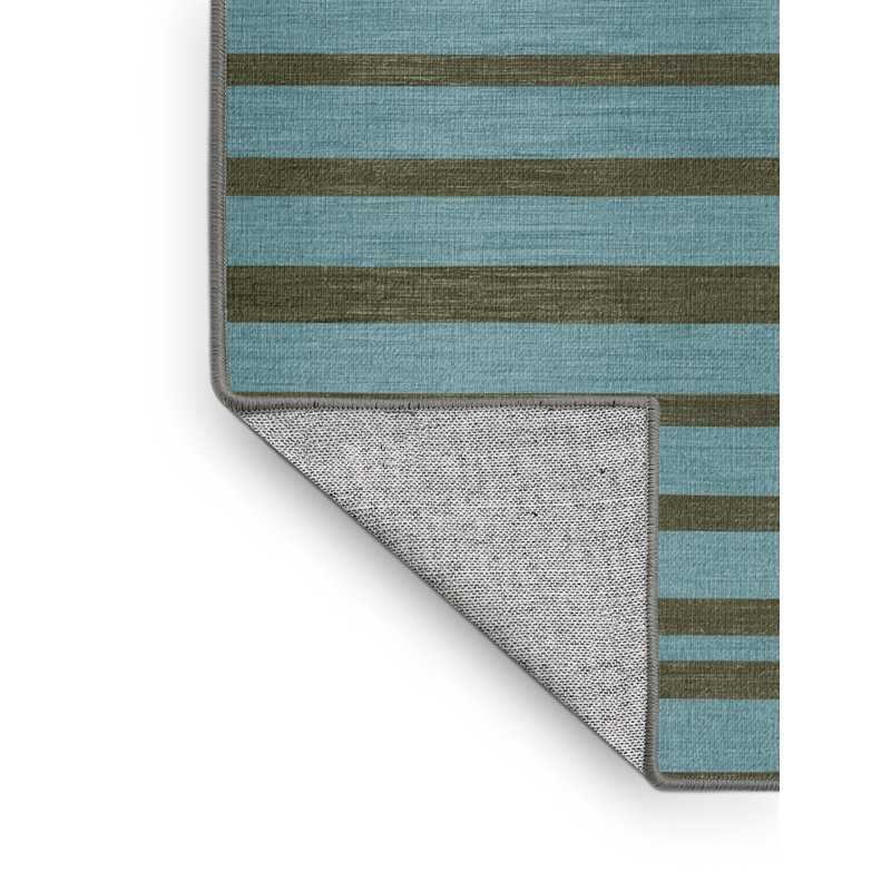 Tapis gris à rayures horizontales lavable à la machine, Rectangulaire 3 pi x 5 pi