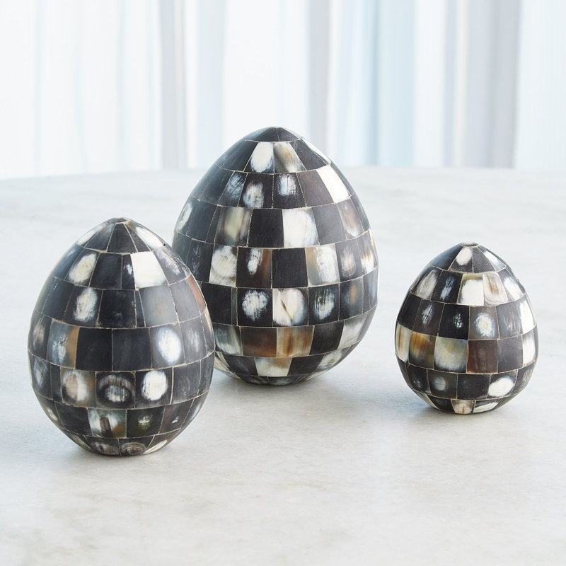 Horn Egg-Black-Med, 6.25" H x 5.25" W x 5.25" D, Black