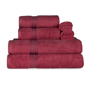 Meraya 6 Piece 100% Cotton Towel Set Hokku Designs Color: Burgundy