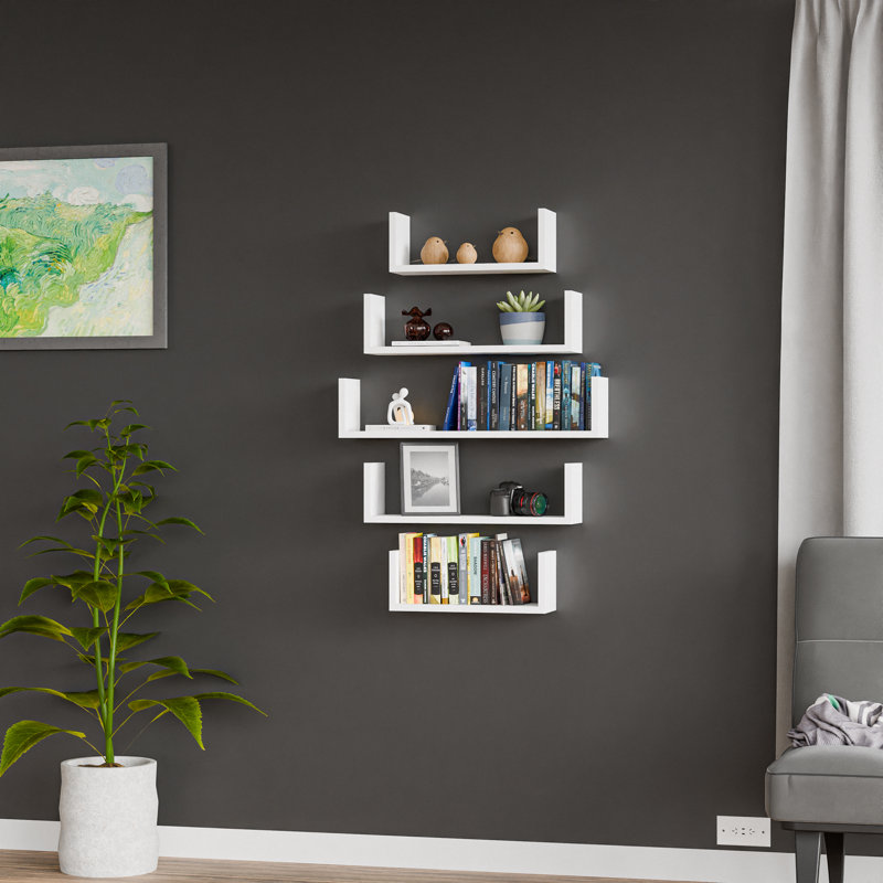 Tablette de rangement décorative en bois massif Kubby 9,2, H 23,66 po x l 5,87 po x P 6,63 po, Blanc